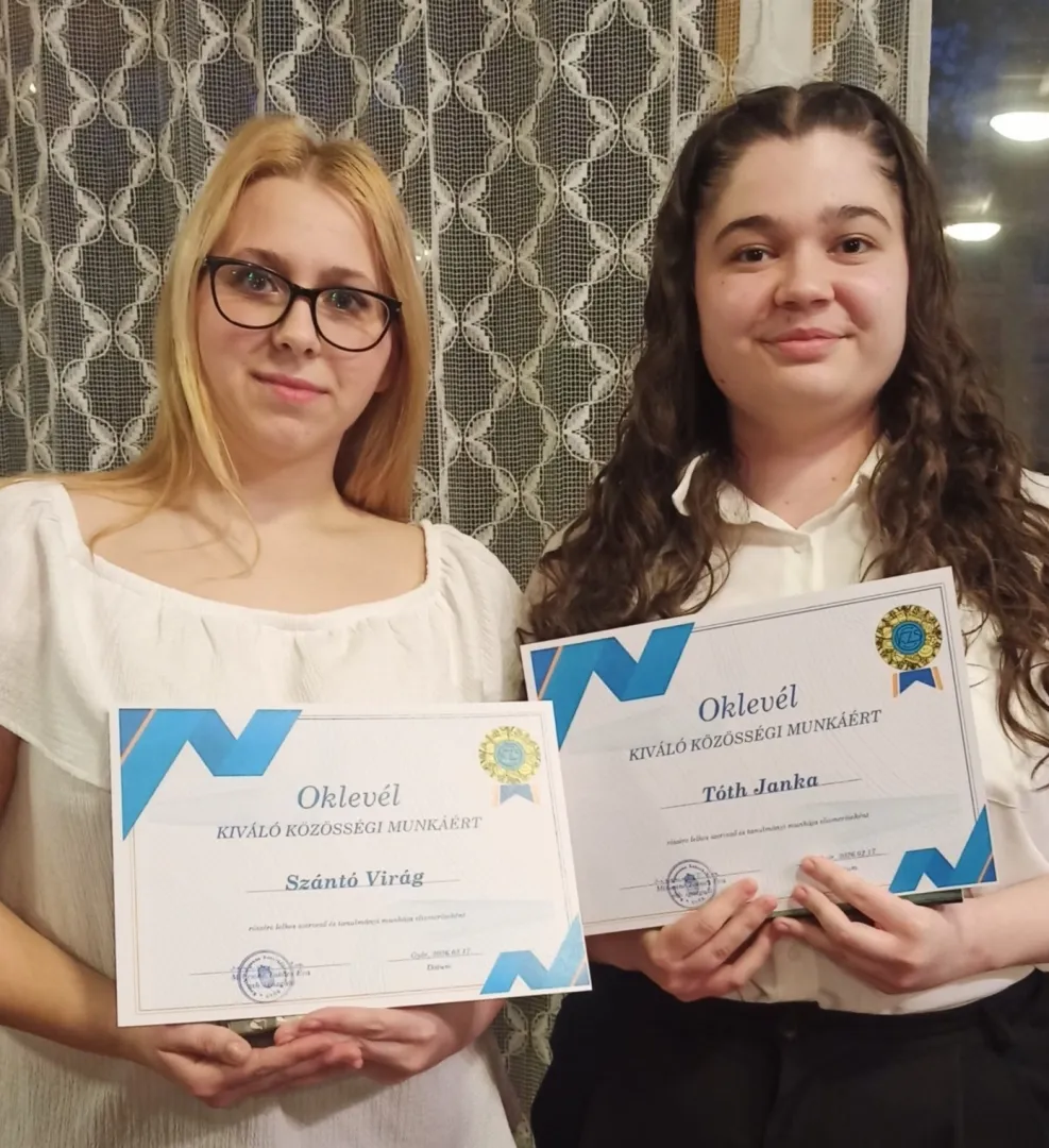 Oklevél kiváló közösségi munkájáért