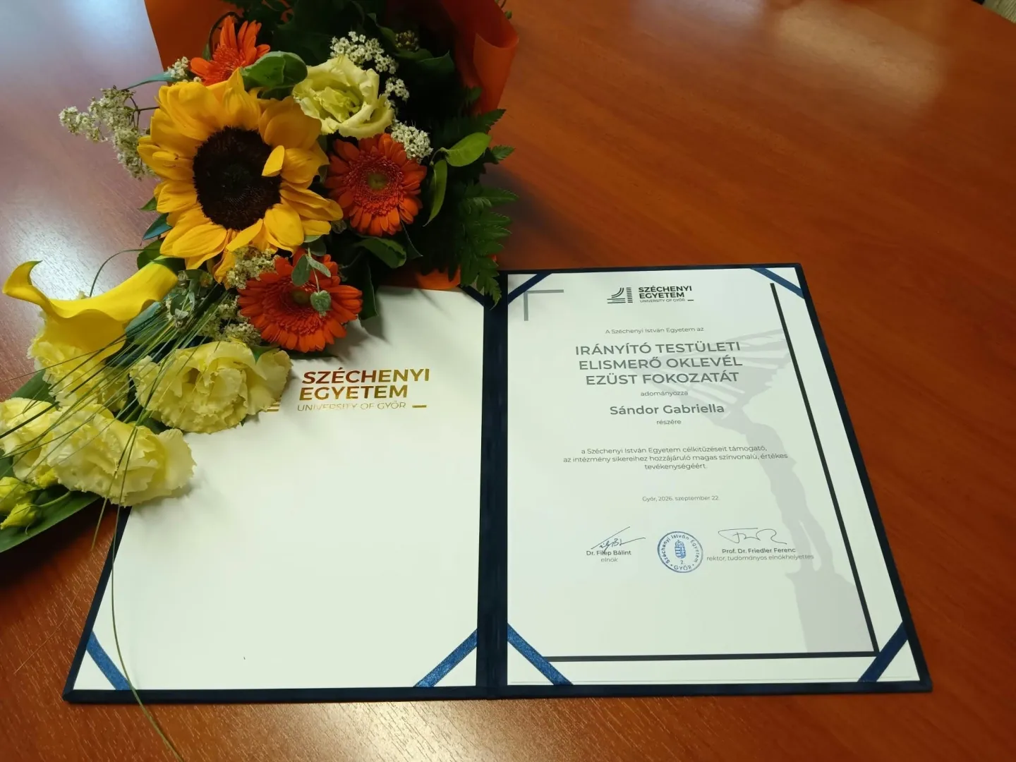 Sándor Gabriella Ezüst Fokozatú Oklevél